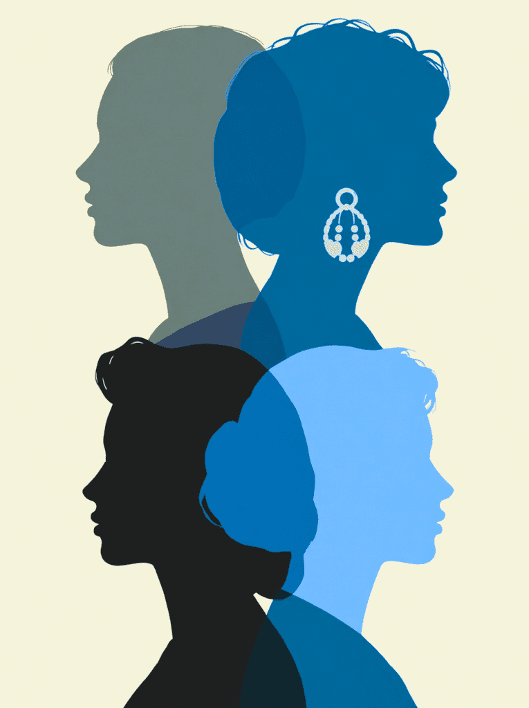 four profile silhouettes of women discussed on the corvallis walking tour that covers some history of downtown corvallis as it relates to women - one of many corvallis tours offered by Engage Corvallis