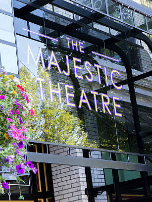the front of the Majestic Theatre, a major part of the history of downtown Corvallis and a top destination when people visit Corvallis and are looking for things to do.